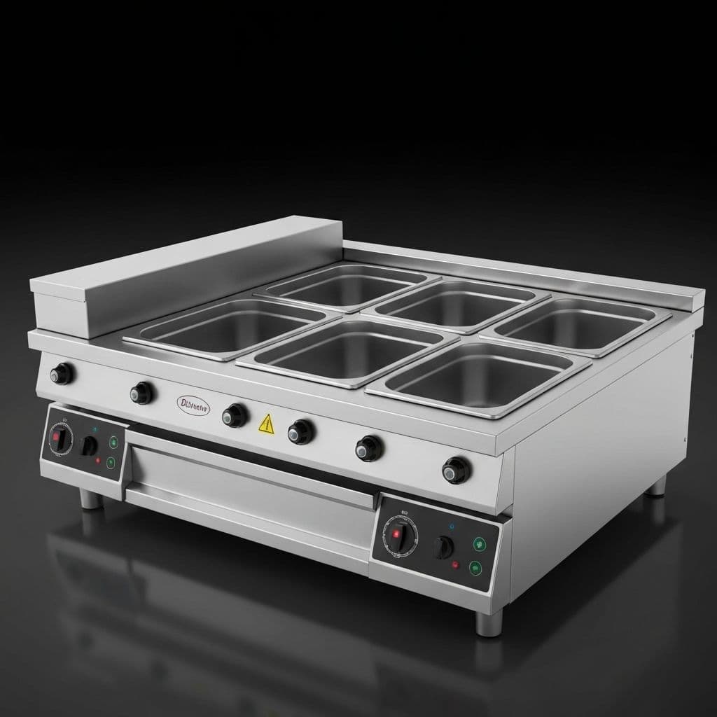 Baño María 4 Insertos - Baño María eléctrico con 4 insertos para mantener alimentos a temperatura.