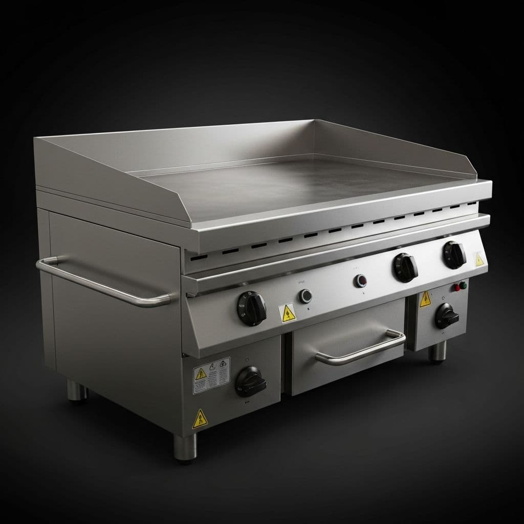 Plancha Industrial - Plancha lisa en acero inoxidable de alto calibre para uso intensivo.