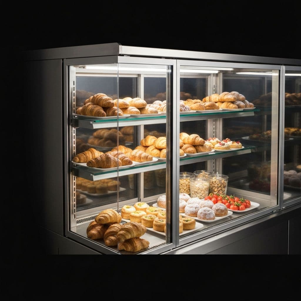 Vitrina Refrigerada - Vitrina refrigerada para exhibición de alimentos frescos y postres.